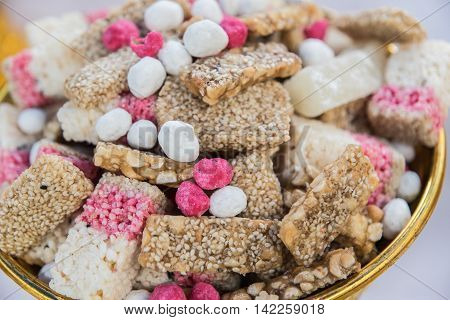 Candy comfit Chinese sweetmeat made of many ingredients