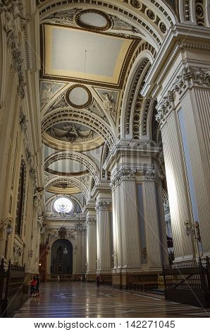 Zaragoza, Spain - May 16, 2010: Interior of Basilica - Cathedral of Our Lady of Pillar in Zaragoza Aragon Spain