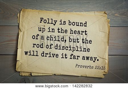 TOP-700 Bible verses from Proverbs. Folly is bound up in the heart of a child, but the rod of discipline will drive it far away.