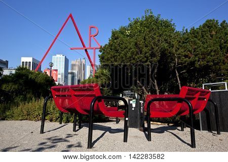 COLUMBUS, OHIO - AUGUST 3, 2016:  The Columbus School of Art and Design has a landmark sign to welcome visitors to campus.