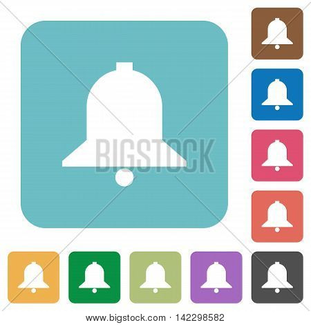 Flat bell icons on rounded square color backgrounds.