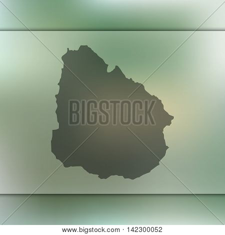 Uruguay map on blurred background. Blurred background with silhouette of Uruguay. Uruguay. Blurred background. Uruguay silhouette. Uruguay vector map. Uruguay flag.