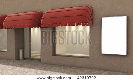 store exterior 3d illustration, fashion concept .