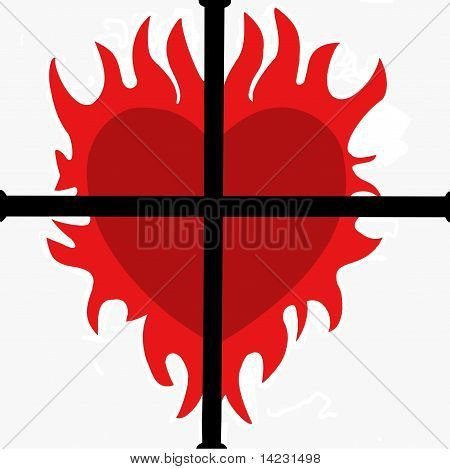 Herz Kreuz Flammen
