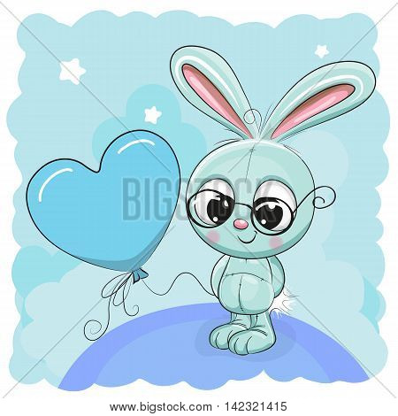 Greeting card Cute cartoon bunny with balloon