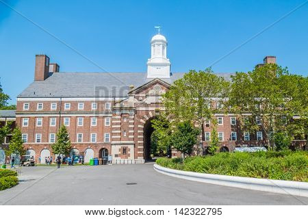 NEW YORK CITY, USA - JUNE 24, 2016: Governors Island: Liggett Hall