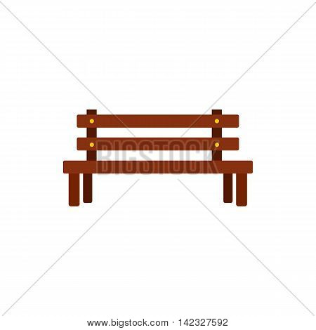 Wooden bench icon in flat style on a white background