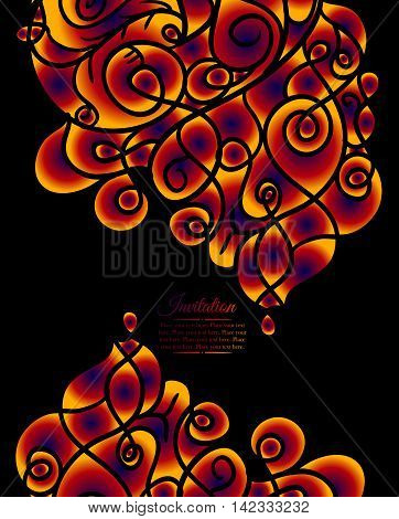 Colorful decorative invitation card with Swirling waves. Can be used for business template or resume. Greeting card