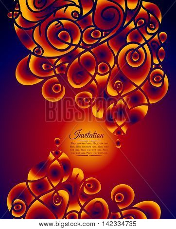 Colorful decorative invitation card with Swirling waves. Can be used for business template or resume. Greeting card