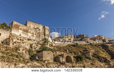 Panoramic view of Ginosa a typical south italian village similar to Matera