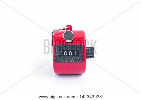red hand tally counter on white background