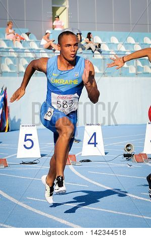 MAKUKH Vasyl during 100m run competition at the European Athletics Youth Championships in the Athletics Stadium Tbilisi Georgia 14 July 2016