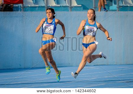 MARCHAK Iryna from Ukraine during 200 m run competition at the European Athletics Youth Championships in the Athletics Stadium Tbilisi Georgia 14 July 2016