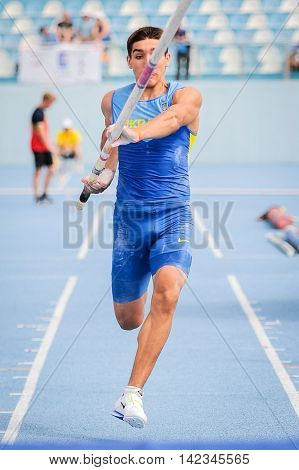 SHEVTSOV Taras from Ukraine during Pole Vault competition at the European Athletics Youth Championships in the Athletics Stadium Tbilisi Georgia 14 July 2016