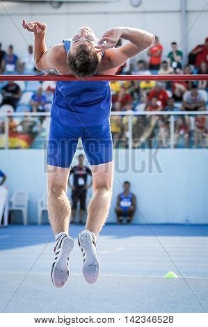 MOKRYAK Anton from Ukraine during high jump boys competition at the European Athletics Youth Championships in the Athletics Stadium Tbilisi Georgia 14 July 2016