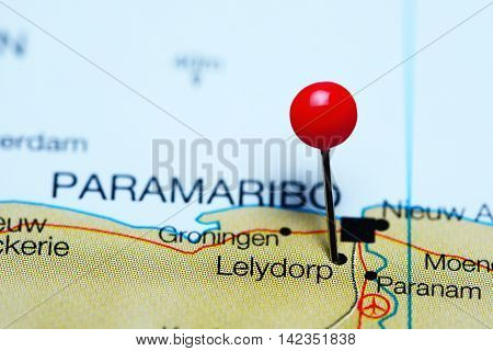 Lelydorp pinned on a map of Suriname