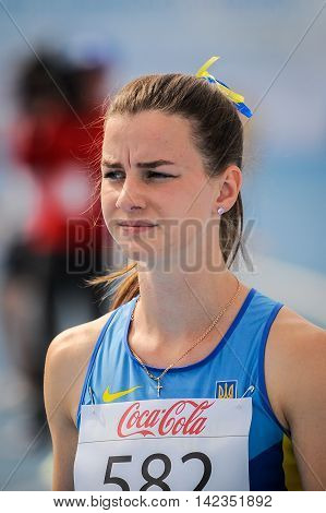 Ukrainian athlete in action during competition at the European Athletics Youth Championships in the Athletics Stadium Tbilisi Georgia 14 July 2016