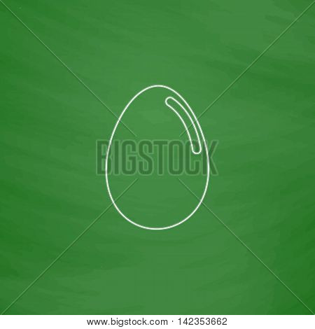 Egg Outline vector icon. Imitation draw with white chalk on green chalkboard. Flat Pictogram and School board background. Illustration symbol