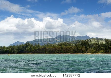 Landscape of beautiful Bel Ombre coastline in Mauritius