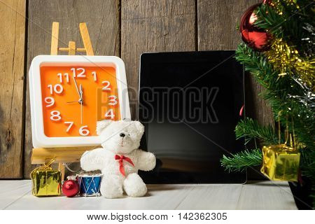 Counting down to new year with blank tablet