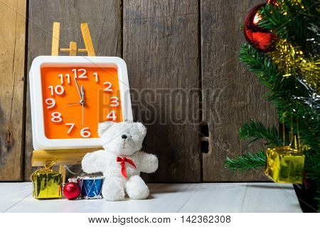 Counting down to Christmas party wooden copy space