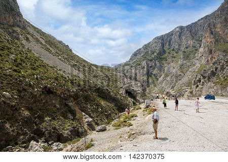 CRETE ISLAND, GREECE - JUNE 23, 2016: Viewpoint in Samaria Gorge, Crete island, Greece, June 23, 2016