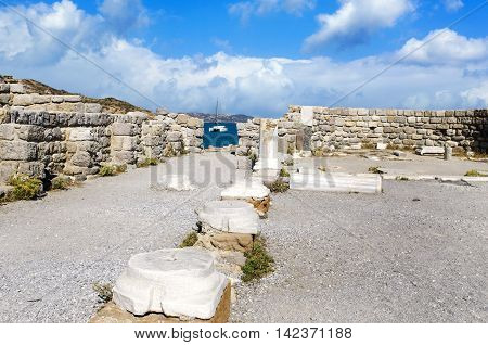 Antique ruins of Byzantine Basilica, Kos island, Greece