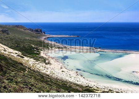Landscape of Gramvousa, Balos bay in Crete island, Greece