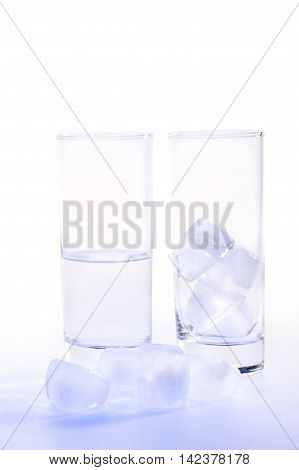 Studio picture of glass of water with ice cubes (with clipping path)