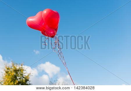 Valentine heart balloon against blue sky background