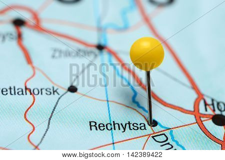 Rechytsa pinned on a map of Belarus