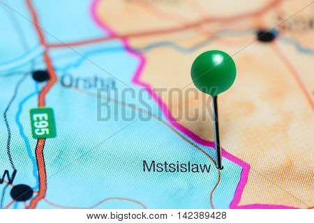 Mstislaw pinned on a map of Belarus