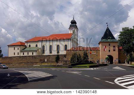Levoca, Slovakia, July 29, 2016: The city gate of Levoca, Slovakia, Levoca is an UNESCO World Heritage Site.