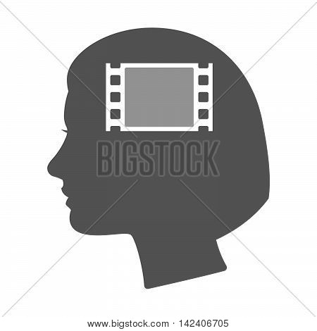 Isolated Female Head Silhouette Icon With A Film Photogram