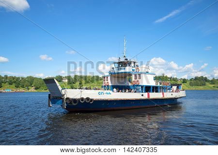 TUTAYEV, RUSSIA - JULY 14, 2016: Self-propelled cargo and passenger river ferry 