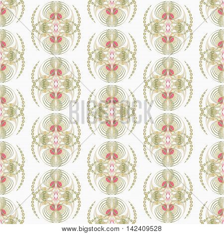 Seamless pattern art deco graphic ornament. Floral stylish monochrome modern background repeating texture with stylized waves