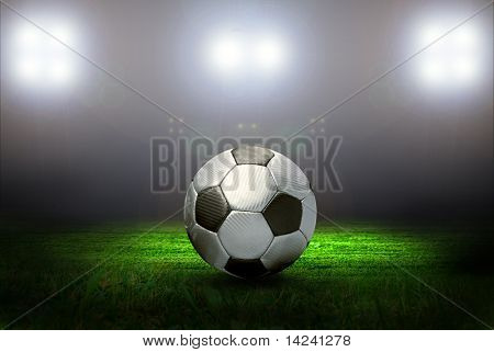 Pallo kentällä stadium valolla
