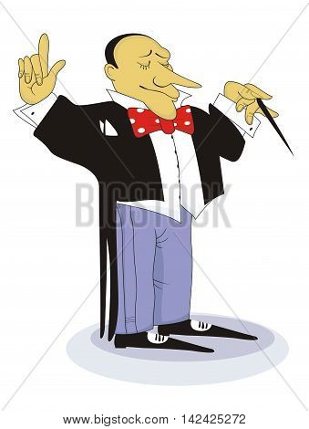 A bandmaster does his work with great attention