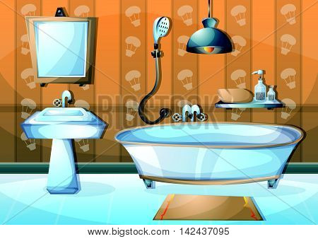 Cartoon Vector Illustration Interior Bathroom