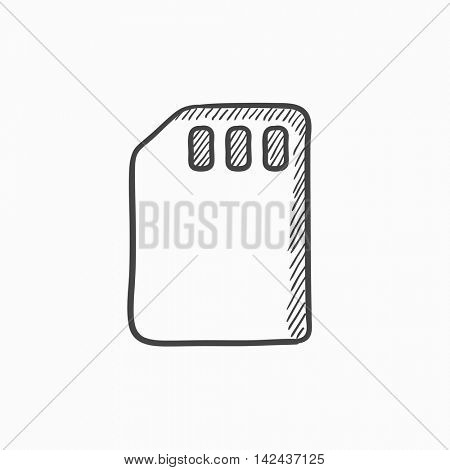 Sim card vector sketch icon isolated on background. Hand drawn Sim card icon. Sim card sketch icon for infographic, website or app.