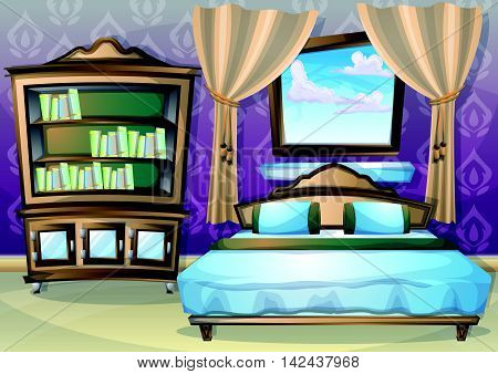 Cartoon Vector Illustration Interior Bedroom