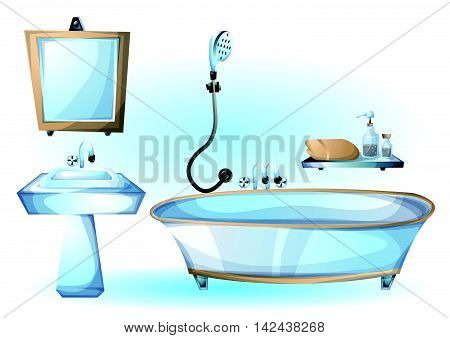 Cartoon Vector Illustration Interior Bathtub Object