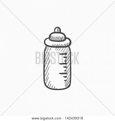 Feeding bottle vector sketch icon isolated on background. Hand drawn Feeding bottle icon. Feeding bottle sketch icon for infographic, website or app.