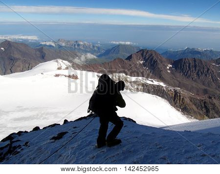 Climbing Mount Kazbek, the Caucasus. Extreme emotions.