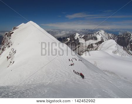 Climbing Mount Kazbek, the Caucasus. Extreme emotions.