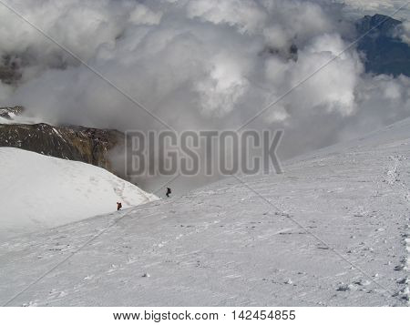 Climbing Mount Kazbek, the Caucasus. Extreme emotions.