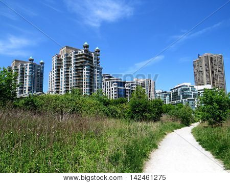 Humber Bay Park on bank of the Lake Ontario in Toronto Canada May 31 2016