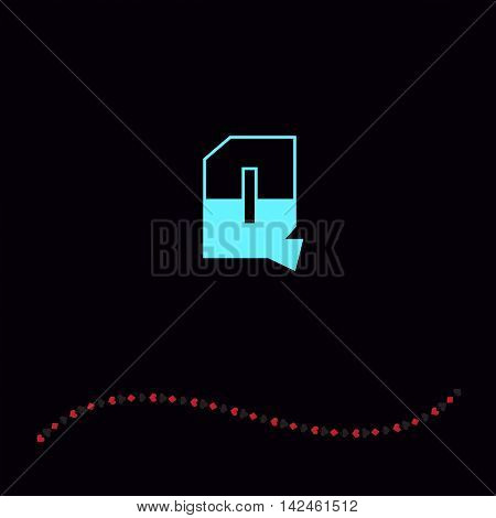 illustration on which the letter Q on a black background is represented