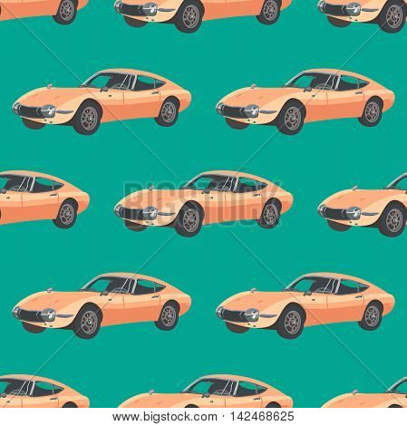 Retro car pattern, Vector illustration, Hand drawn