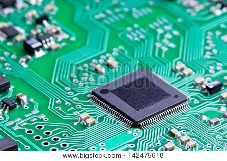 A microcontroller on an electronic chip board